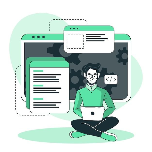 Person working on laptop illustration
