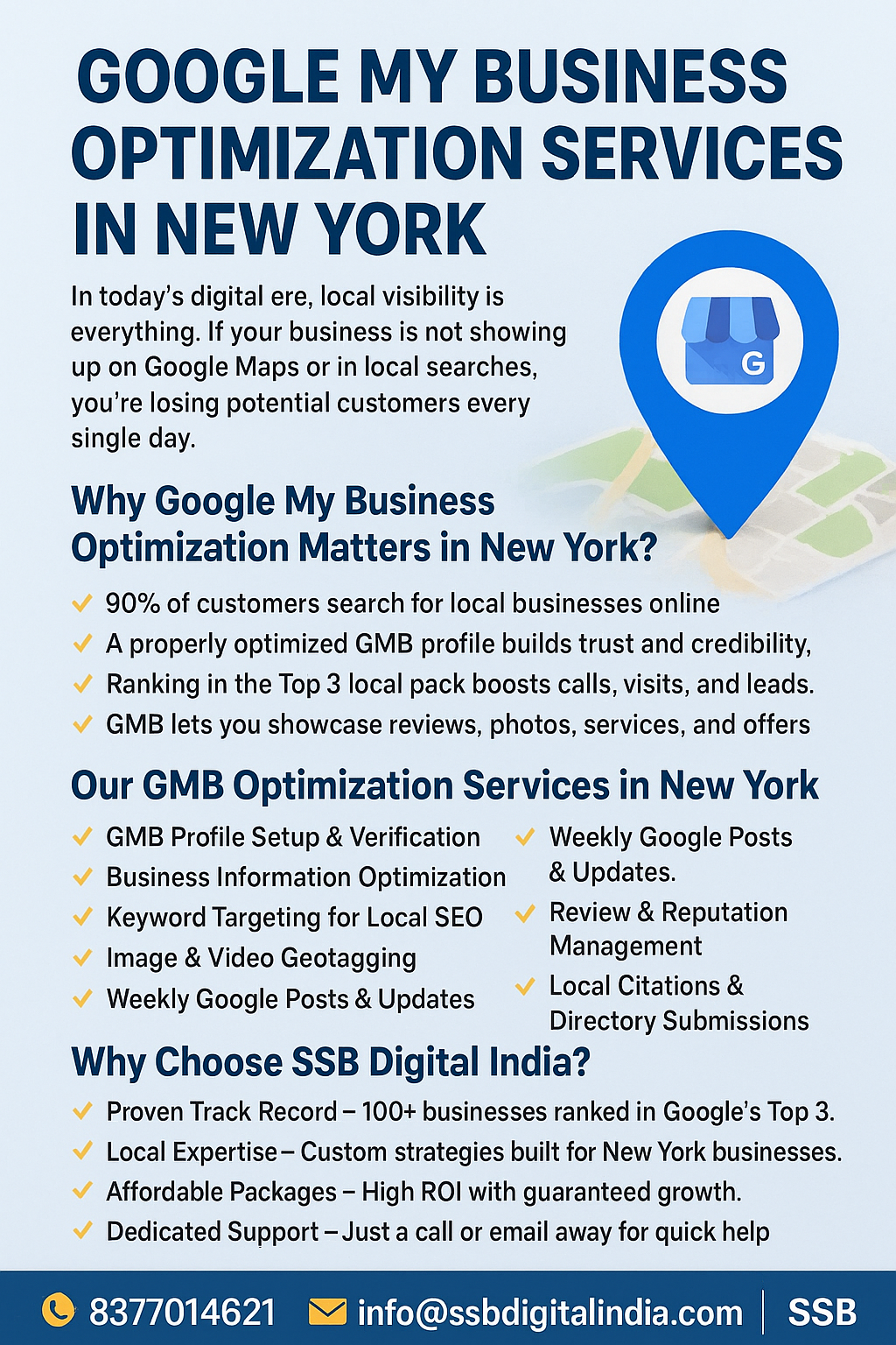Google My Business (GMB) Optimization Services in New York | SSB Digital India