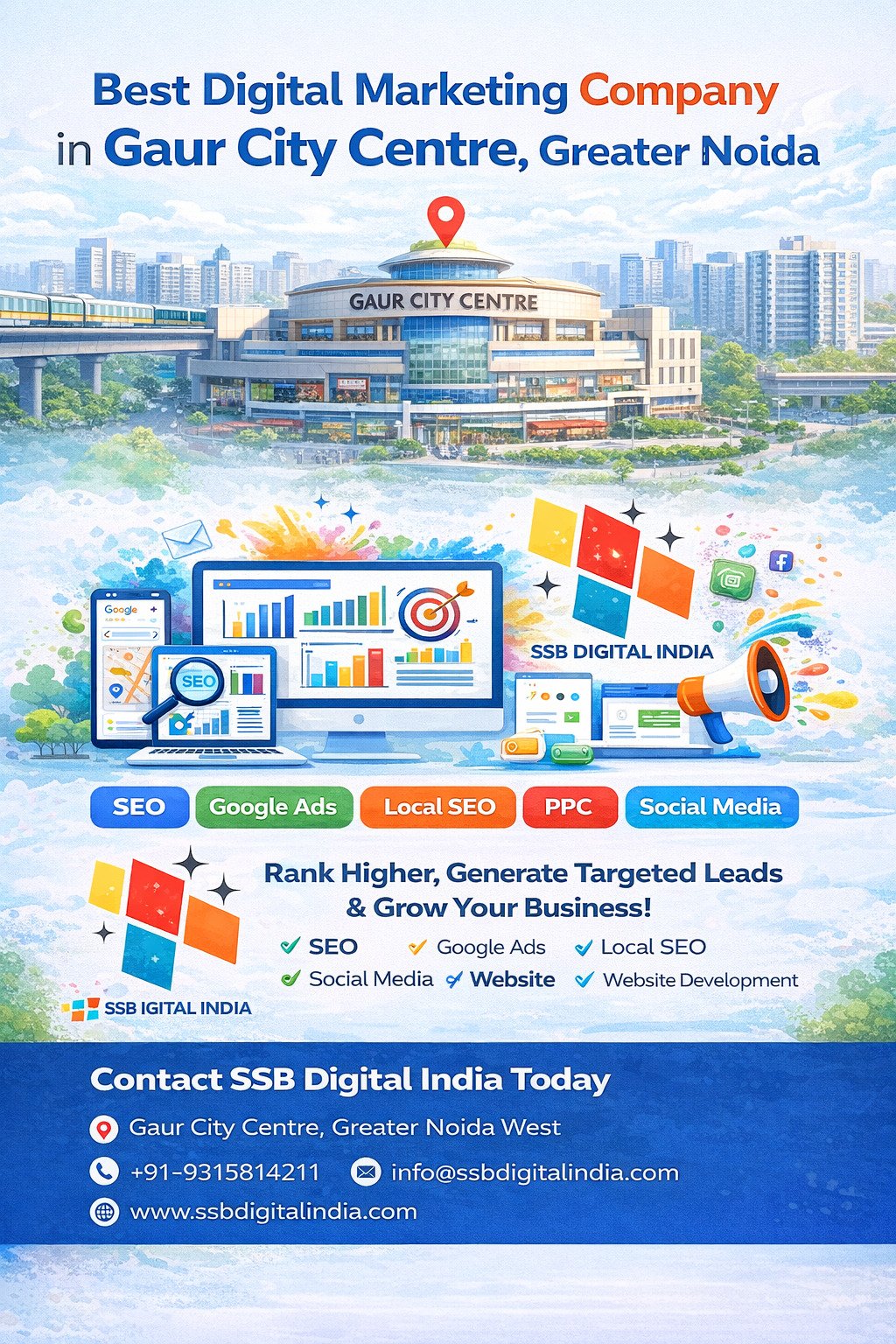 Best Digital Marketing Company in Gaur City Centre, Greater Noida – SSB Digital India