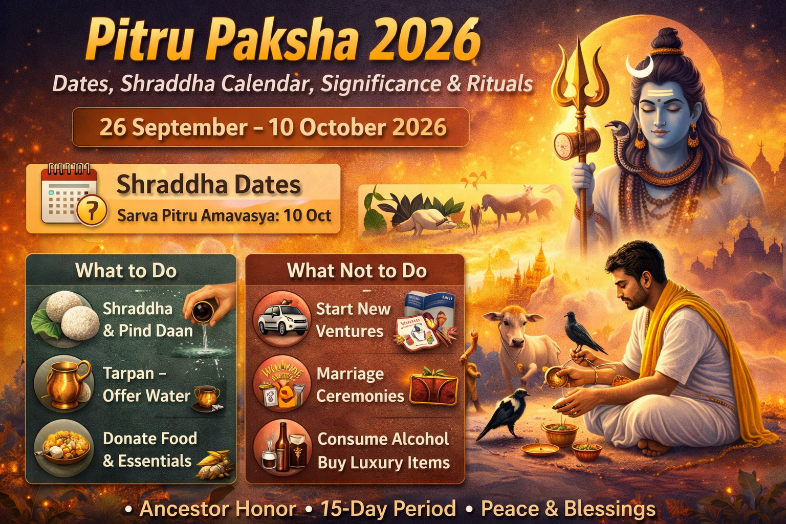 पितृ पक्ष 2026 तारीख: श्राद्ध कब है, तिथि, महत्व और पूजा विधि