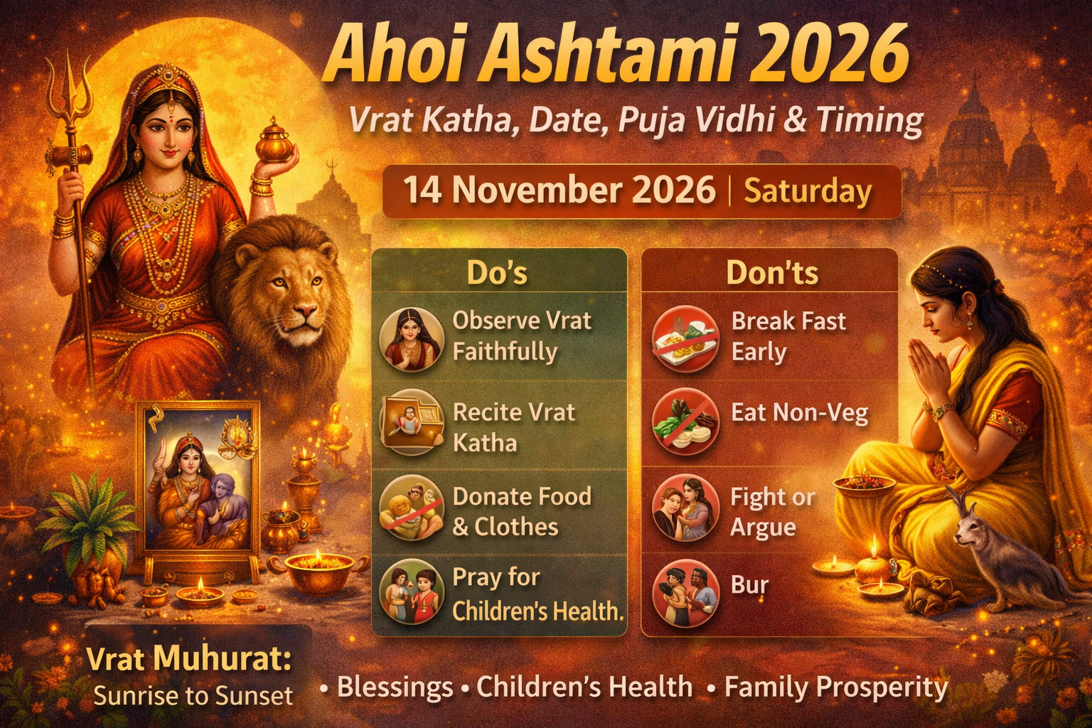 Ahoi Ashtami 2026: Vrat Katha, Date, Puja Vidhi, Muhurat & Significance