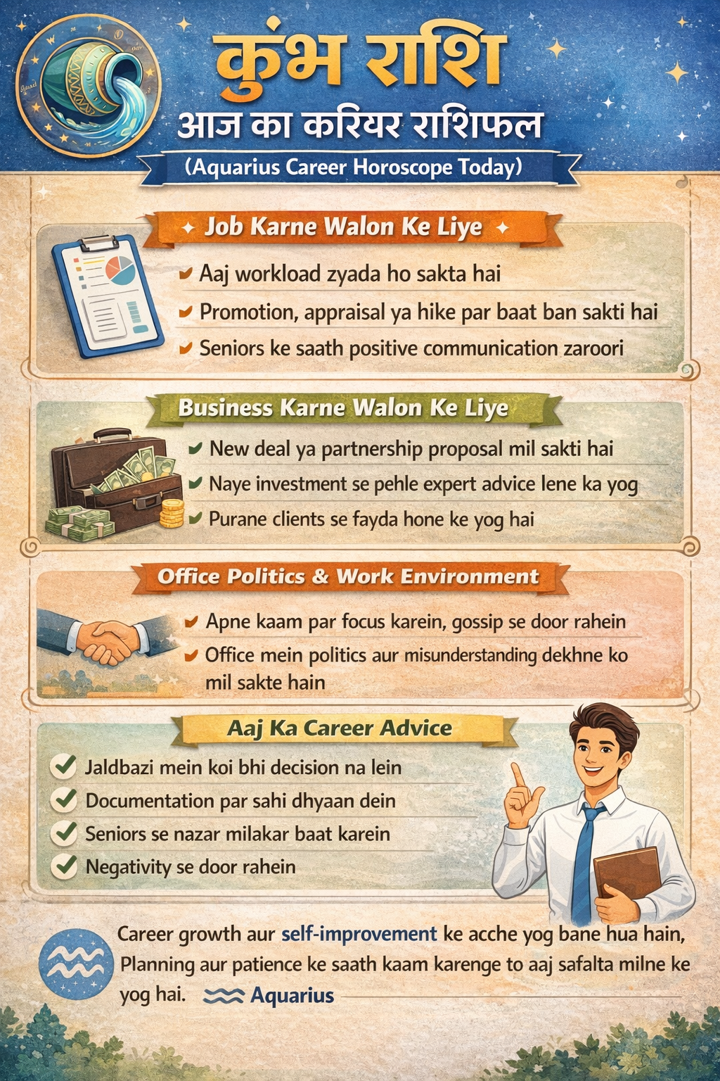 Kumbh Rashi Aaj Ka Career Rashifal | Aquarius Job Prediction|कुंभ राशि आज का करियर राशिफल|